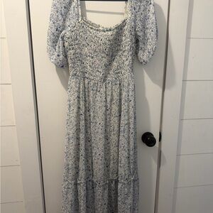Jessica Simpson Blue and White Midi Dress